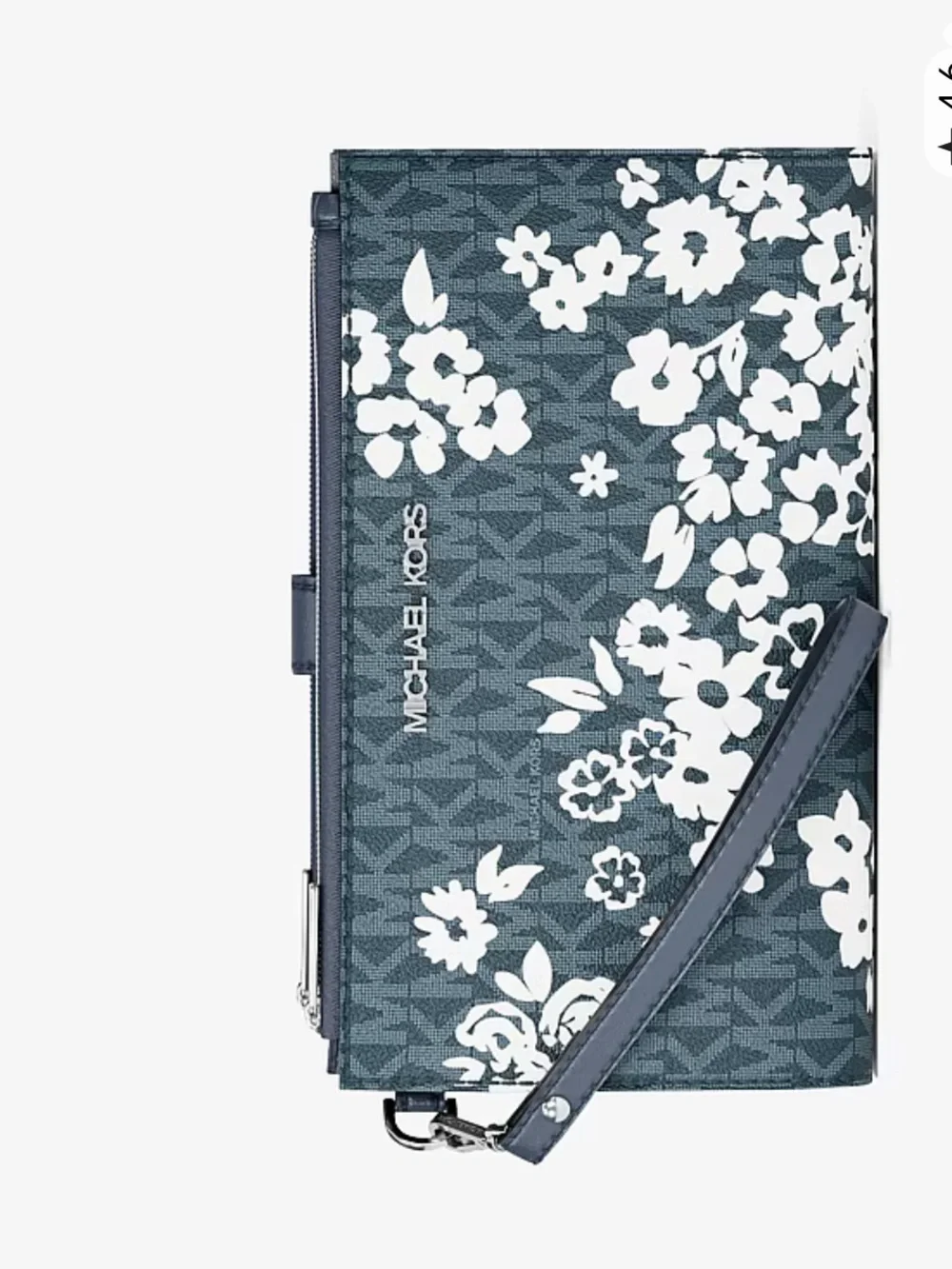 MICHAEL KORS JST Lg Double Zip Printed Signature Logo Wristlet Wallet  Admiral N